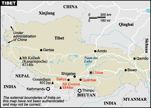 Mappa del Tibet