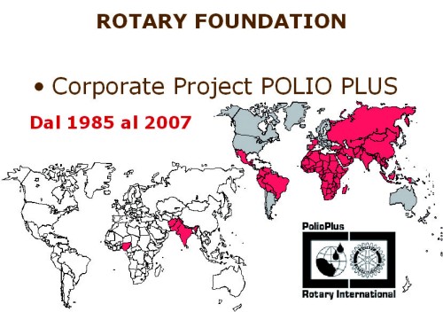 andamento progetto Polio Plus (a destra il 1985 a sinistra il 2007)