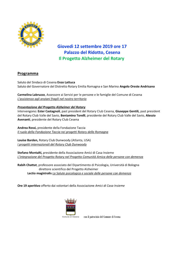 programma evento Rotary 12 settembre 2019
